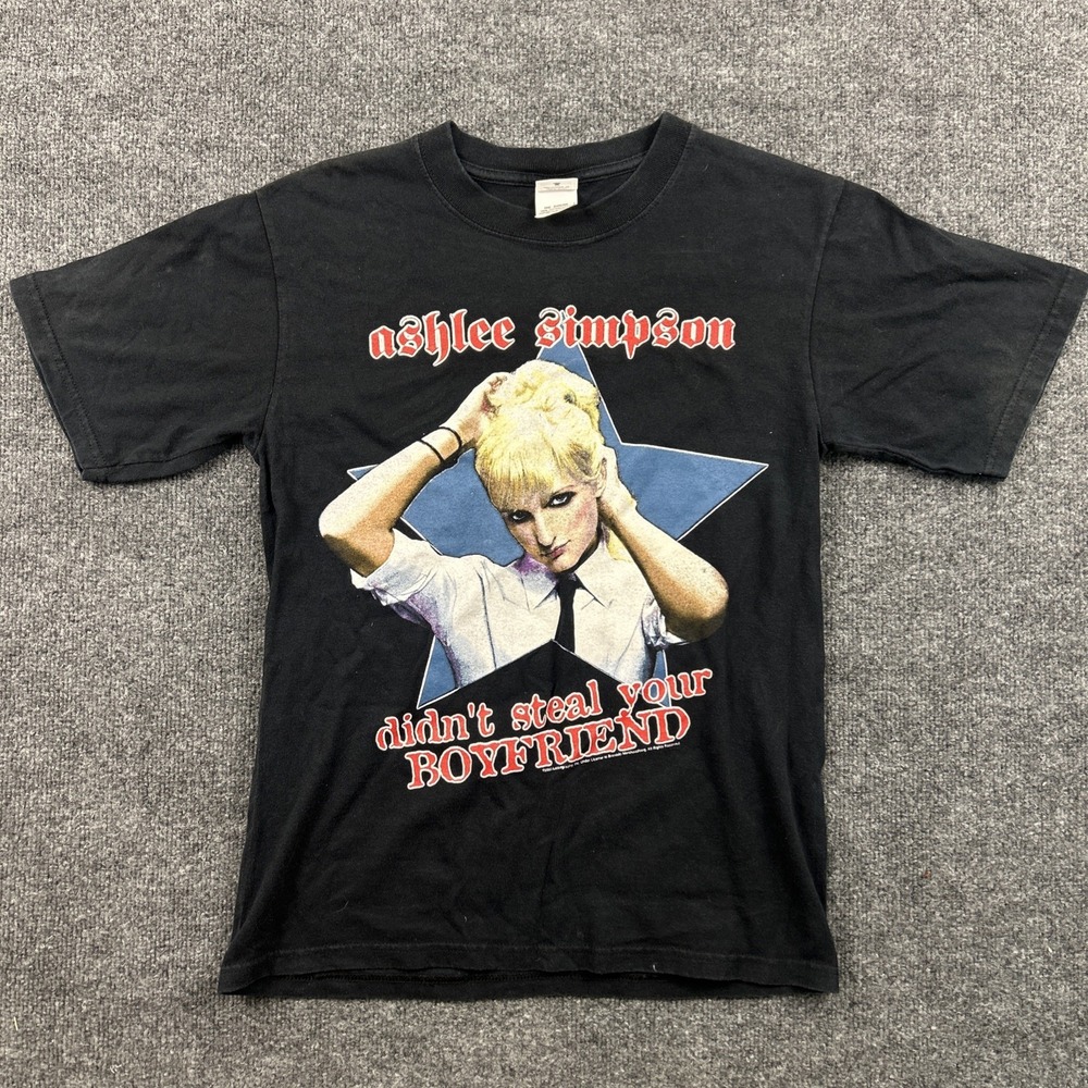 Vtg 2005 Ashlee Simpson I AM ME Concert Tour 2-Sided Black S T-Shirt. Boyfriend